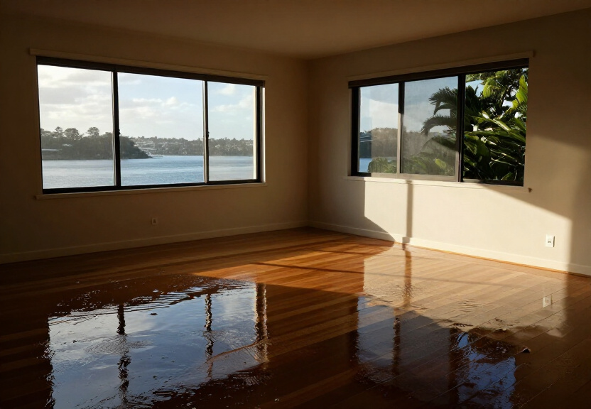 Flooded living room in Kirrawee before restoration