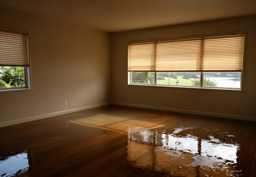 Flooded office space in Kirrawee before drying